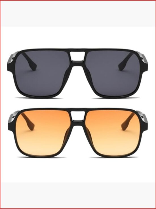 Retro Square Oversized Aviation Sunglasses UV400 Protection main image 6